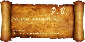 Polster Balabán névjegykártya